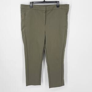 LOFT Army Green Cropped Pants NEW Womens Sz 18 Ponte Cropped Zip Pockets Stretch